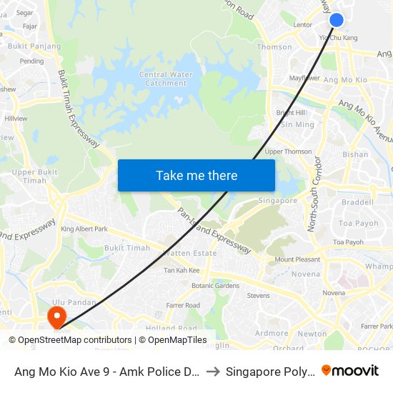 Ang Mo Kio Ave 9 - Amk Police Div Hq (55301) to Singapore Polytechnic map