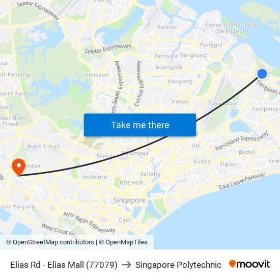 Elias Rd - Elias Mall (77079) to Singapore Polytechnic map