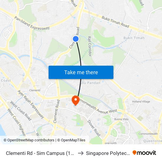 Clementi Rd - Sim Campus  (12091) to Singapore Polytechnic map