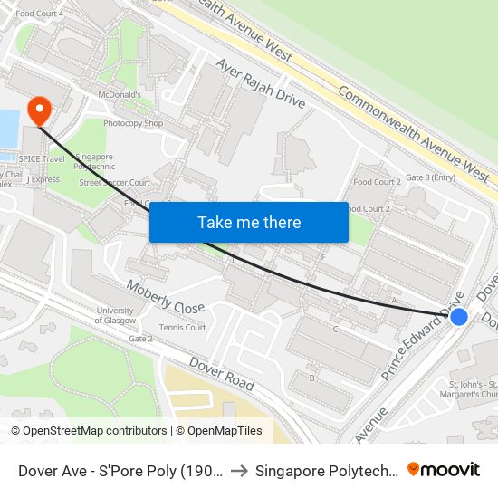 Dover Ave - S'Pore Poly (19091) to Singapore Polytechnic map