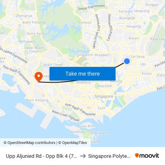 Upp Aljunied Rd - Opp Blk 4 (70041) to Singapore Polytechnic map