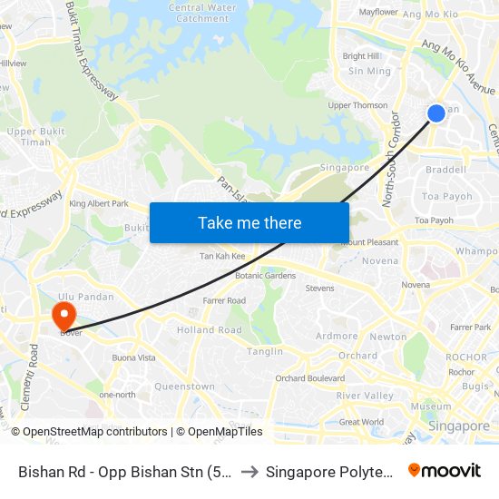 Bishan Rd - Opp Bishan Stn (53239) to Singapore Polytechnic map