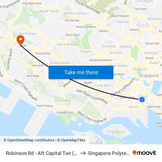 Robinson Rd - Aft Capital Twr (03111) to Singapore Polytechnic map