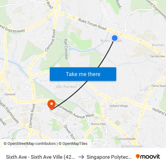 Sixth Ave - Sixth Ave Ville (42129) to Singapore Polytechnic map