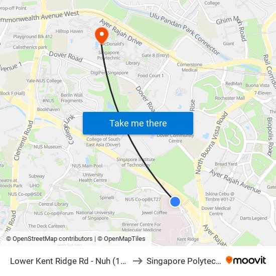 Lower Kent Ridge Rd - Nuh (18221) to Singapore Polytechnic map