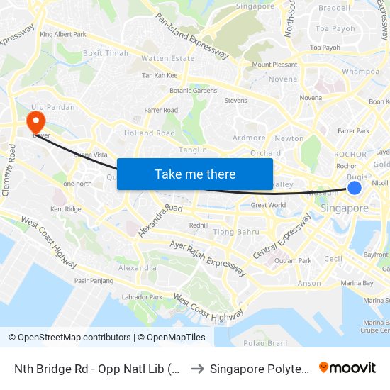 Nth Bridge Rd - Opp Natl Lib (01029) to Singapore Polytechnic map