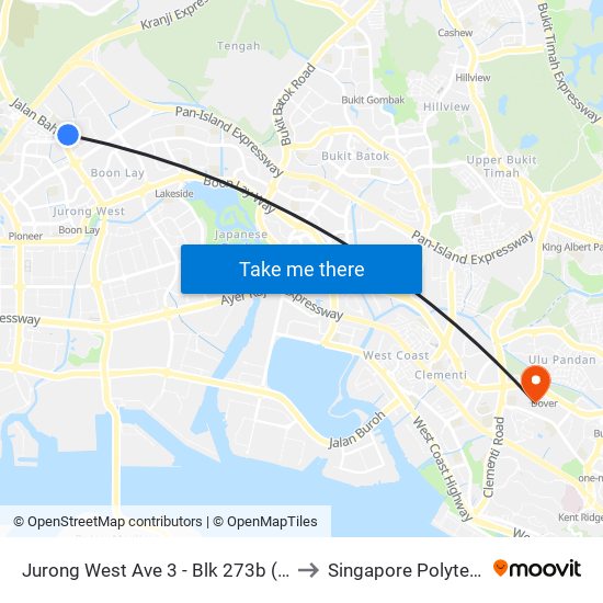 Jurong West Ave 3 - Blk 273b (27459) to Singapore Polytechnic map