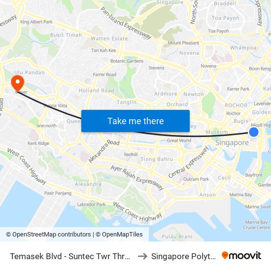 Temasek Blvd - Suntec Twr Three (02149) to Singapore Polytechnic map