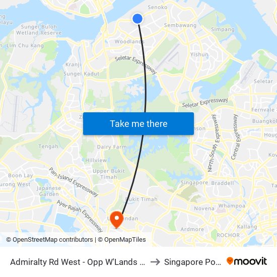 Admiralty Rd West - Opp W'Lands Auto Hub (47041) to Singapore Polytechnic map