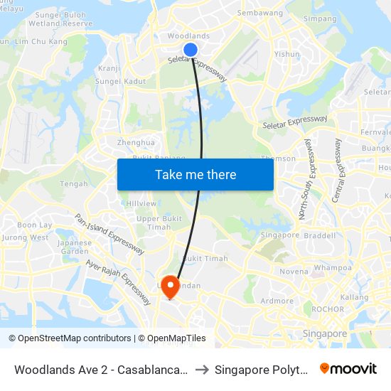 Woodlands Ave 2 - Casablanca (46229) to Singapore Polytechnic map