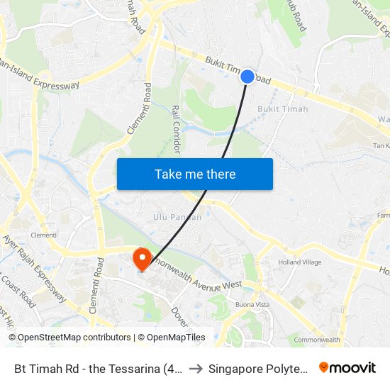 Bt Timah Rd - the Tessarina (42031) to Singapore Polytechnic map