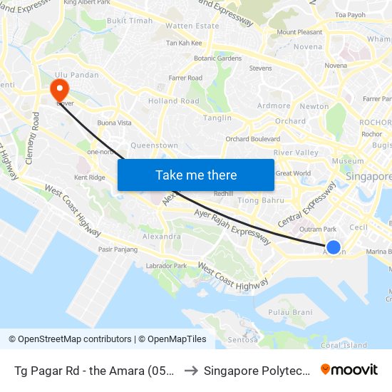 Tg Pagar Rd - the Amara (05419) to Singapore Polytechnic map