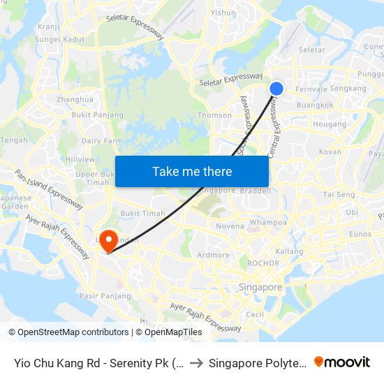 Yio Chu Kang Rd - Serenity Pk (55109) to Singapore Polytechnic map