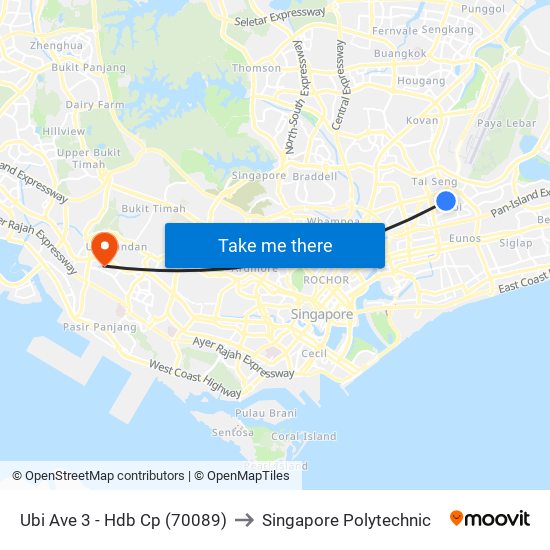 Ubi Ave 3 - Hdb Cp (70089) to Singapore Polytechnic map