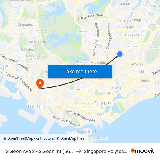 S'Goon Ave 2 - S'Goon Int (66009) to Singapore Polytechnic map