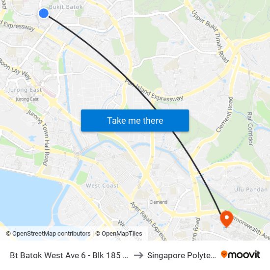 Bt Batok West Ave 6 - Blk 185 (43379) to Singapore Polytechnic map