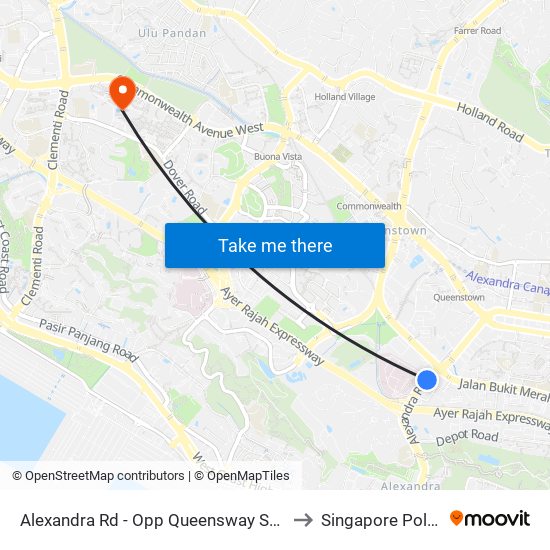 Alexandra Rd - Opp Queensway Shop Ctr (11519) to Singapore Polytechnic map