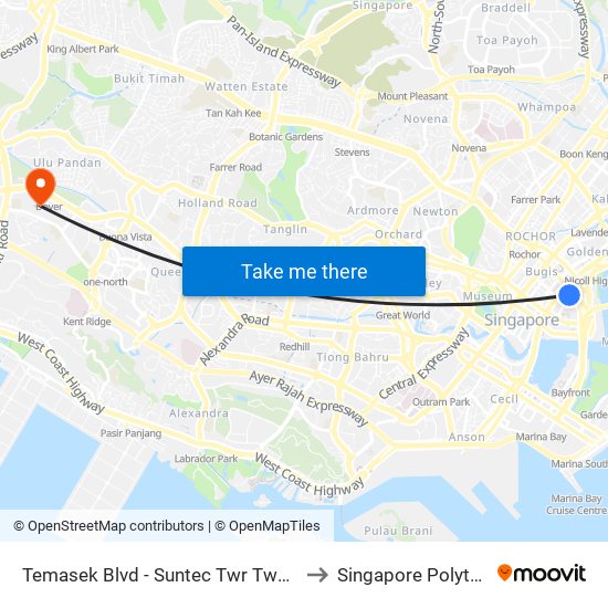 Temasek Blvd - Suntec Twr Two (02141) to Singapore Polytechnic map