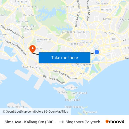 Sims Ave - Kallang Stn (80031) to Singapore Polytechnic map