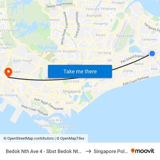 Bedok Nth Ave 4 - Sbst Bedok Nth Depot (84591) to Singapore Polytechnic map