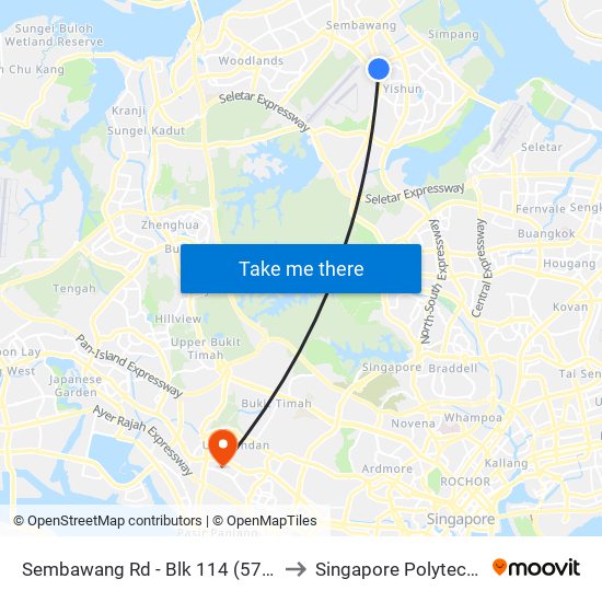 Sembawang Rd - Blk 114 (57129) to Singapore Polytechnic map