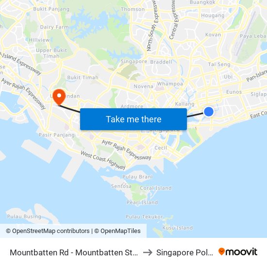 Mountbatten Rd - Mountbatten Stn Exit B (80279) to Singapore Polytechnic map