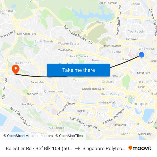 Balestier Rd - Bef Blk 104 (50221) to Singapore Polytechnic map