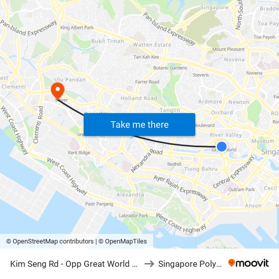Kim Seng Rd - Opp Great World City (13119) to Singapore Polytechnic map