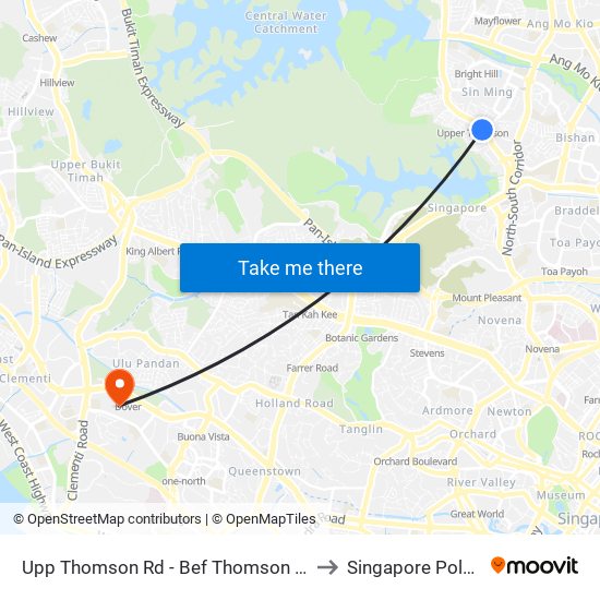 Upp Thomson Rd - Bef Thomson Ridge (53041) to Singapore Polytechnic map