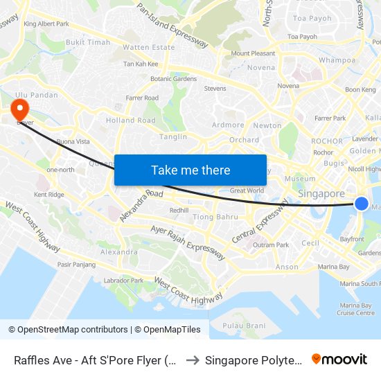 Raffles Ave - Aft S'Pore Flyer (02101) to Singapore Polytechnic map