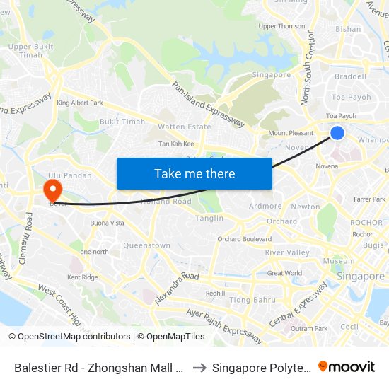 Balestier Rd - Zhongshan Mall (50171) to Singapore Polytechnic map