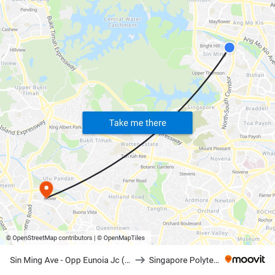 Sin Ming Ave - Opp Eunoia Jc (53321) to Singapore Polytechnic map