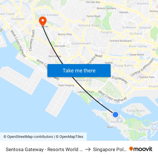 Sentosa Gateway - Resorts World Sentosa (14519) to Singapore Polytechnic map