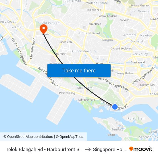 Telok Blangah Rd - Harbourfront Stn Exit A (14129) to Singapore Polytechnic map