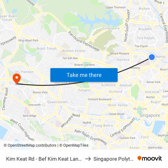 Kim Keat Rd - Bef Kim Keat Lane (50159) to Singapore Polytechnic map