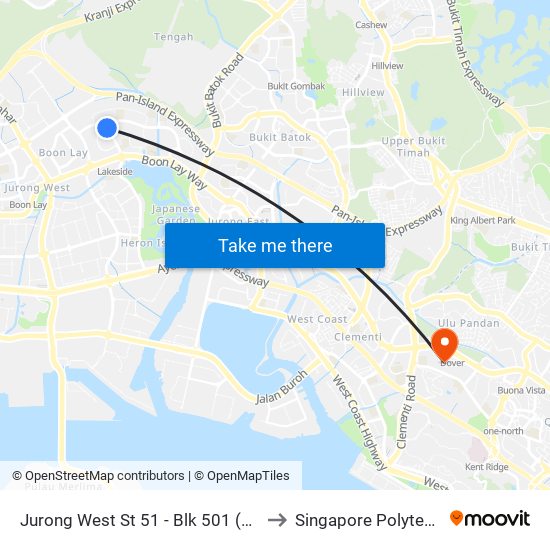 Jurong West St 51 - Blk 501 (28391) to Singapore Polytechnic map