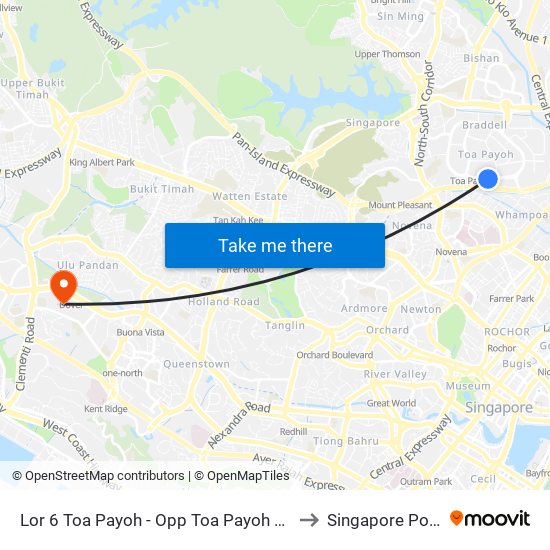 Lor 6 Toa Payoh - Opp Toa Payoh Swim Cplx (52509) to Singapore Polytechnic map