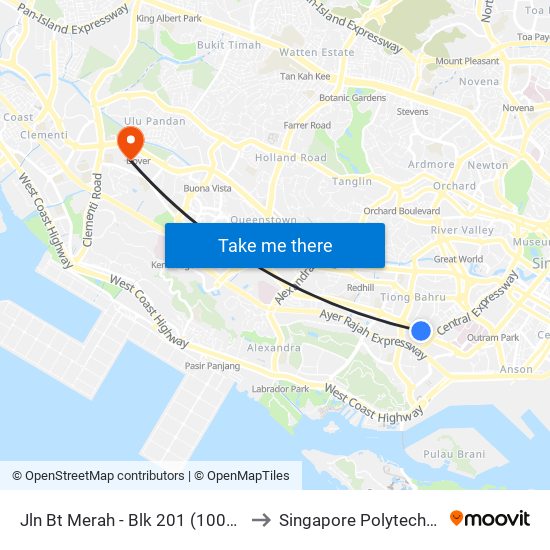 Jln Bt Merah - Blk 201 (10079) to Singapore Polytechnic map