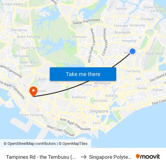 Tampines Rd - the Tembusu (63131) to Singapore Polytechnic map