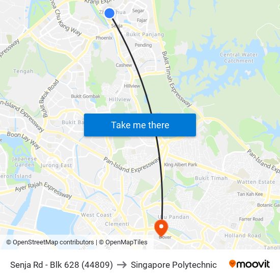 Senja Rd - Blk 628 (44809) to Singapore Polytechnic map