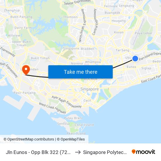 Jln Eunos - Opp Blk 322 (72019) to Singapore Polytechnic map