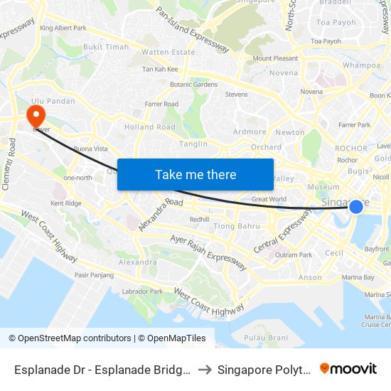 Esplanade Dr - Esplanade Bridge (02111) to Singapore Polytechnic map