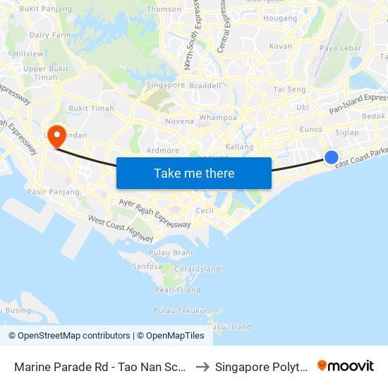 Marine Parade Rd - Tao Nan Sch (92069) to Singapore Polytechnic map