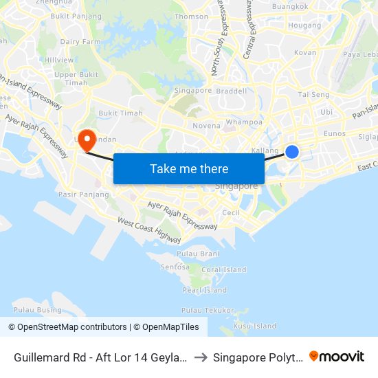 Guillemard Rd - Aft Lor 14 Geylang (80251) to Singapore Polytechnic map