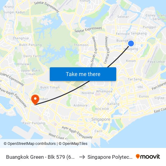 Buangkok Green - Blk 579 (64461) to Singapore Polytechnic map