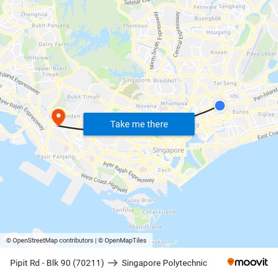 Pipit Rd - Blk 90 (70211) to Singapore Polytechnic map