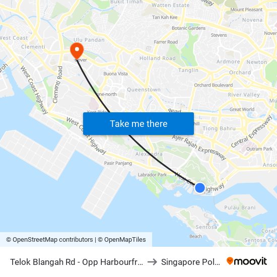 Telok Blangah Rd - Opp Harbourfront Int (14121) to Singapore Polytechnic map