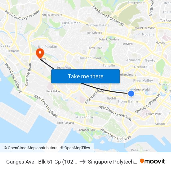Ganges Ave - Blk 51 Cp (10231) to Singapore Polytechnic map