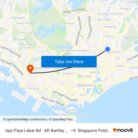 Upp Paya Lebar Rd - Aft Bartley Rd (62011) to Singapore Polytechnic map