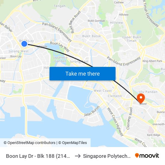 Boon Lay Dr - Blk 188 (21419) to Singapore Polytechnic map